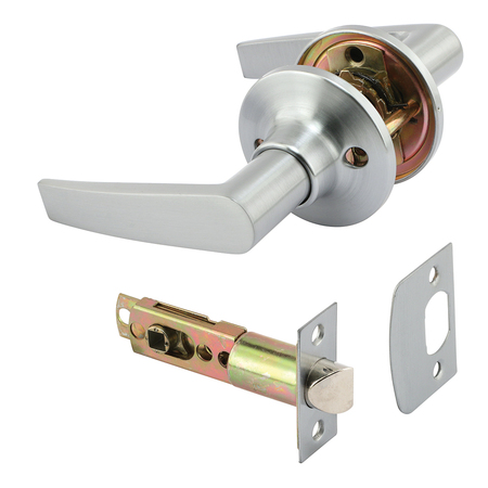 PRIME-LINE Passage Lever, Fits 2-3/8 in. and 2-3/4 in. Backset, Satin Chrome, ADA 1 Set MP65250